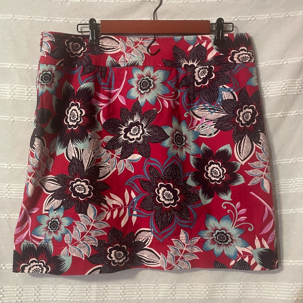 Talbots Red Floral Pencil Skirt